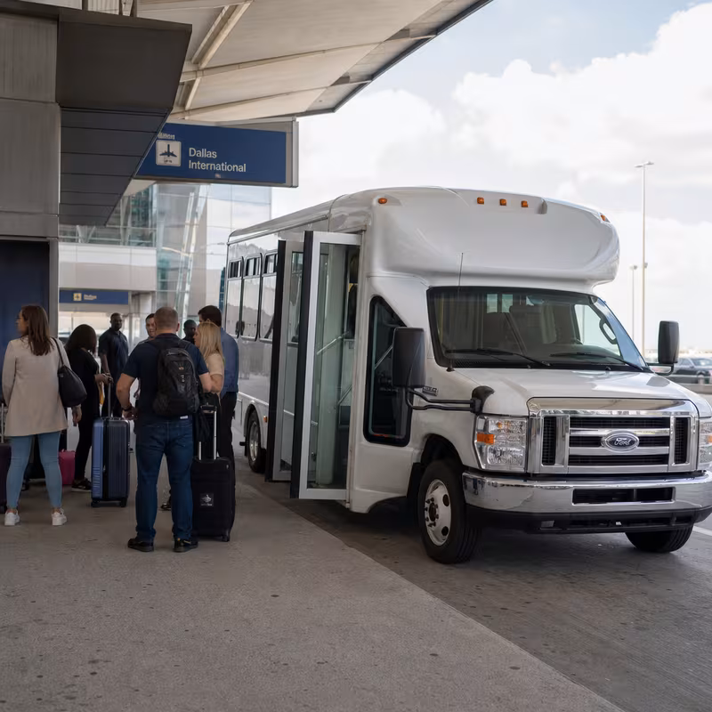 Black Mercedes Sprinter van staged for an Dallas Airport Transportation group