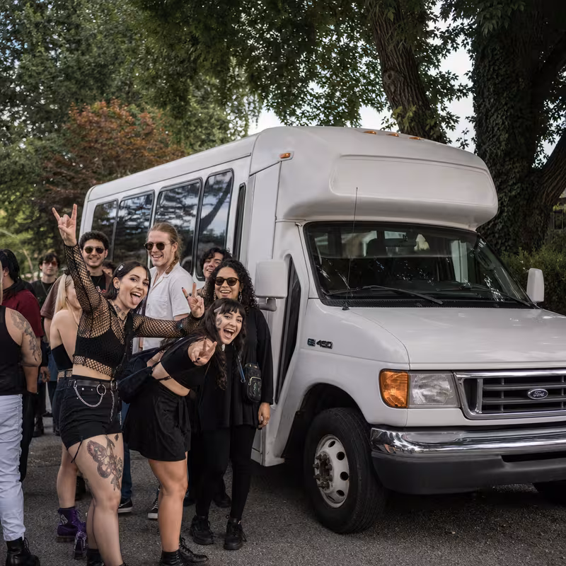 Black Mercedes Sprinter van staged for an Dallas Concert Transportation group