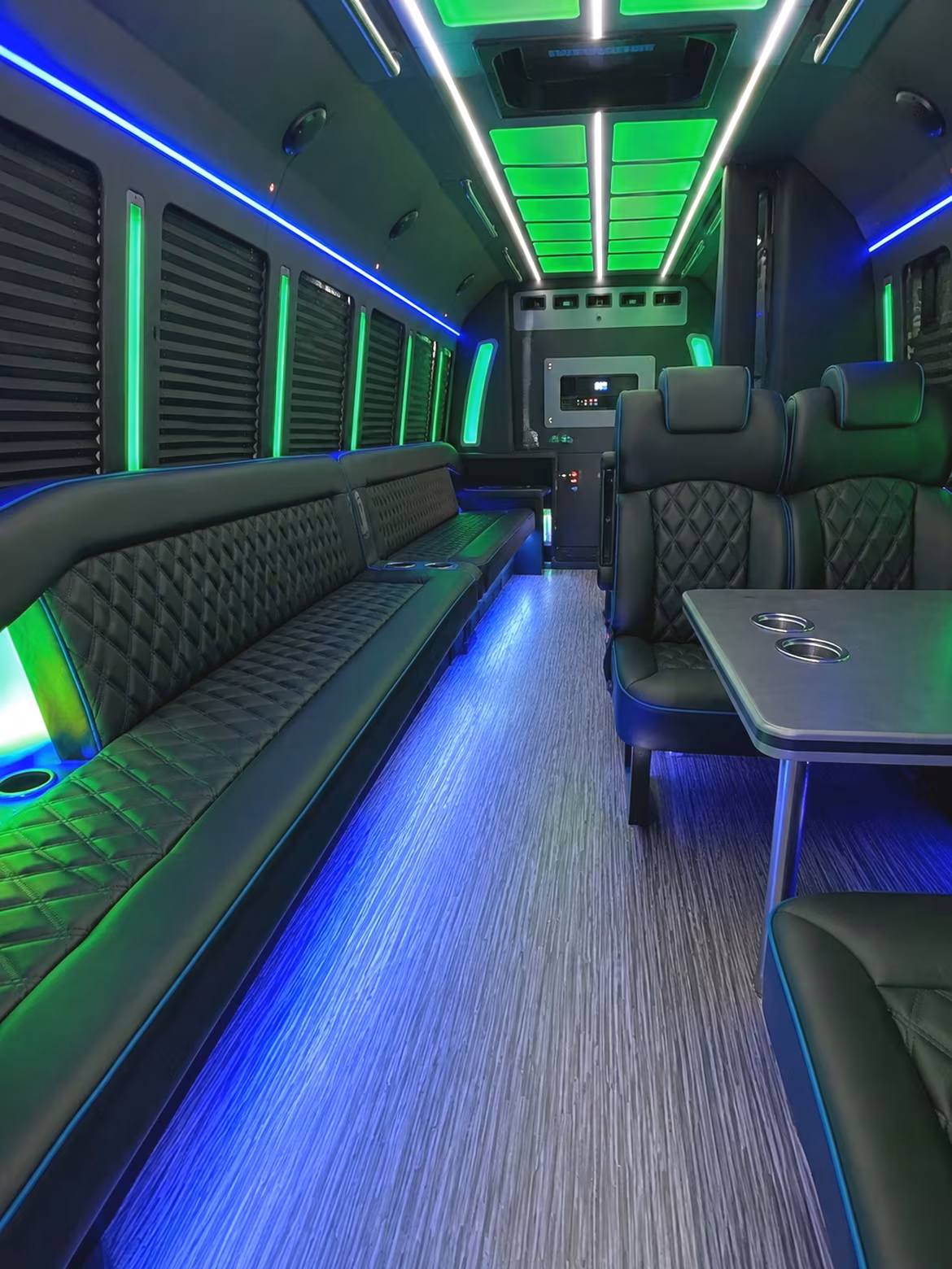 Dallas Birthday, Sweet 16, & Quinceañera Transportation party bus interior