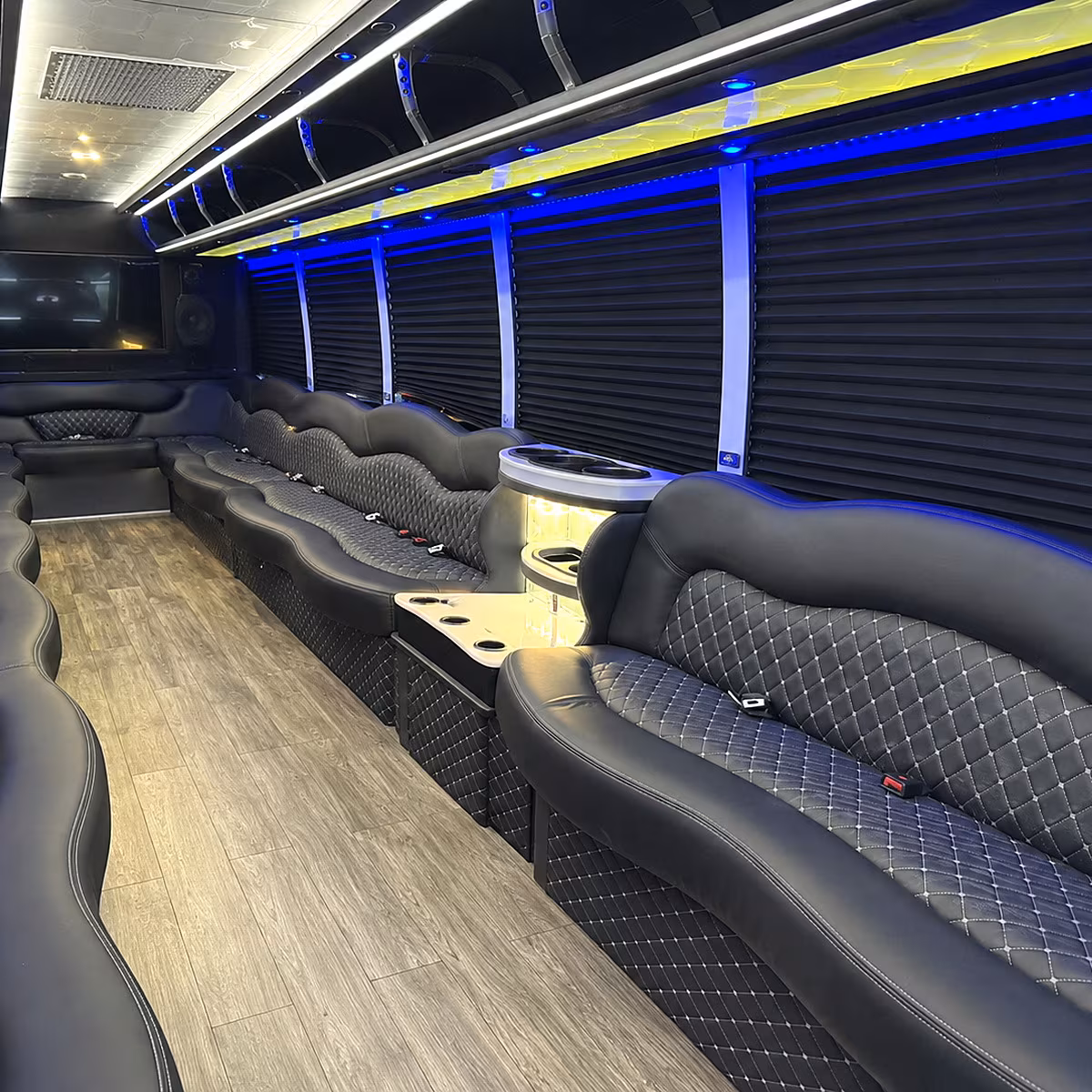 Dallas Prom & Homecoming Transportation party bus interior