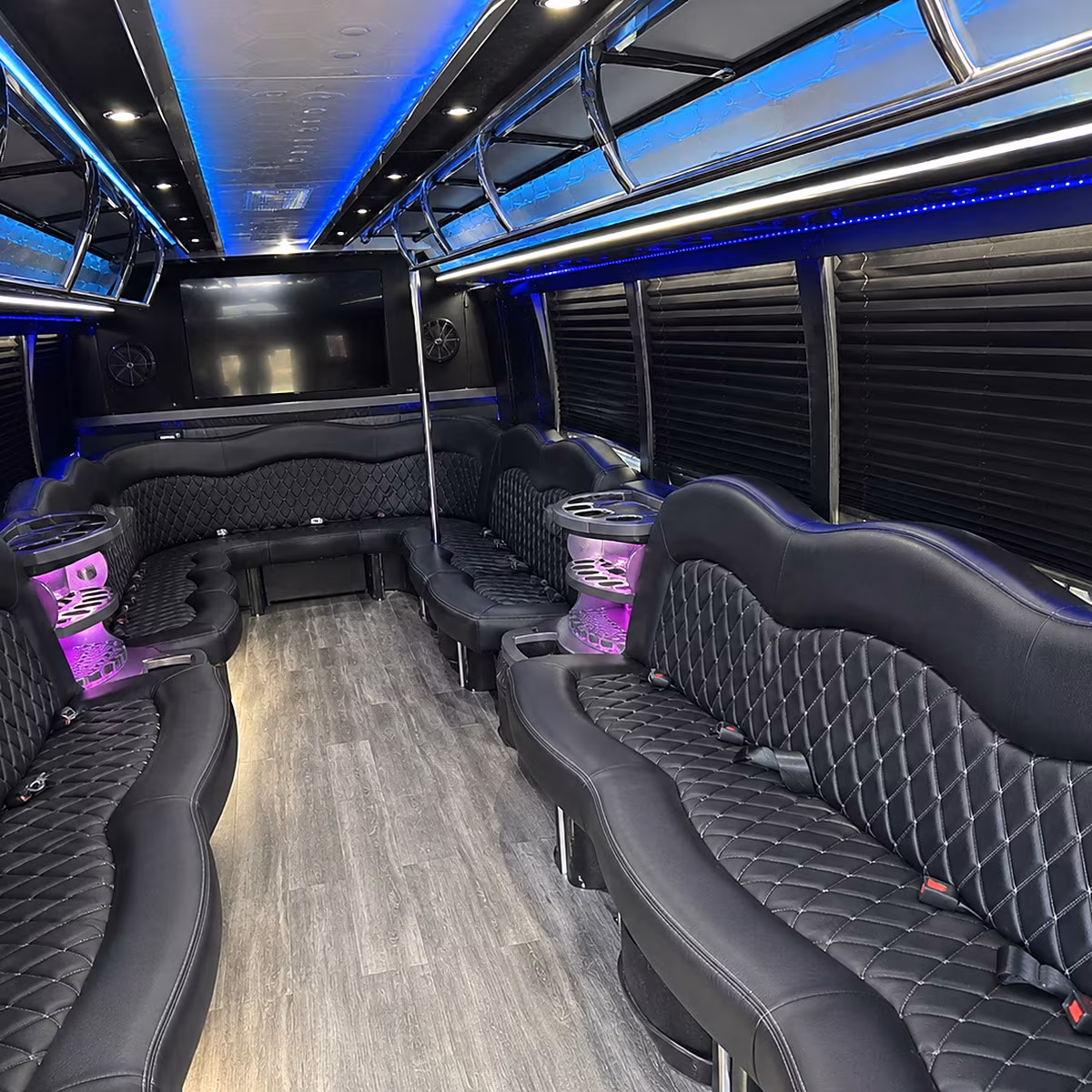 Dallas Wedding Transportation party bus interior