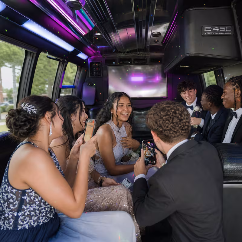 Black Mercedes Sprinter van staged for an Dallas Prom & Homecoming Transportation group