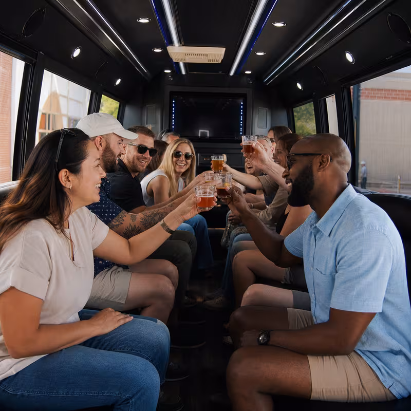 Black Mercedes Sprinter van staged for an Dallas Winery & Brewery Tour Transportation group